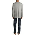 thumbnail image 2 of Hanes Men's and Big Men's Comfortsoft Long Sleeve Crew and Cotton Flannel Pajama Pants Set, 2-Piece, 2 of 6