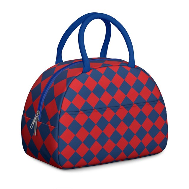 Colorful Checkered Lunch Tote – Unique Abstract Plaid Pattern with Geometric Appeal, Insulated and Leakproof Bag for Work or Snacks