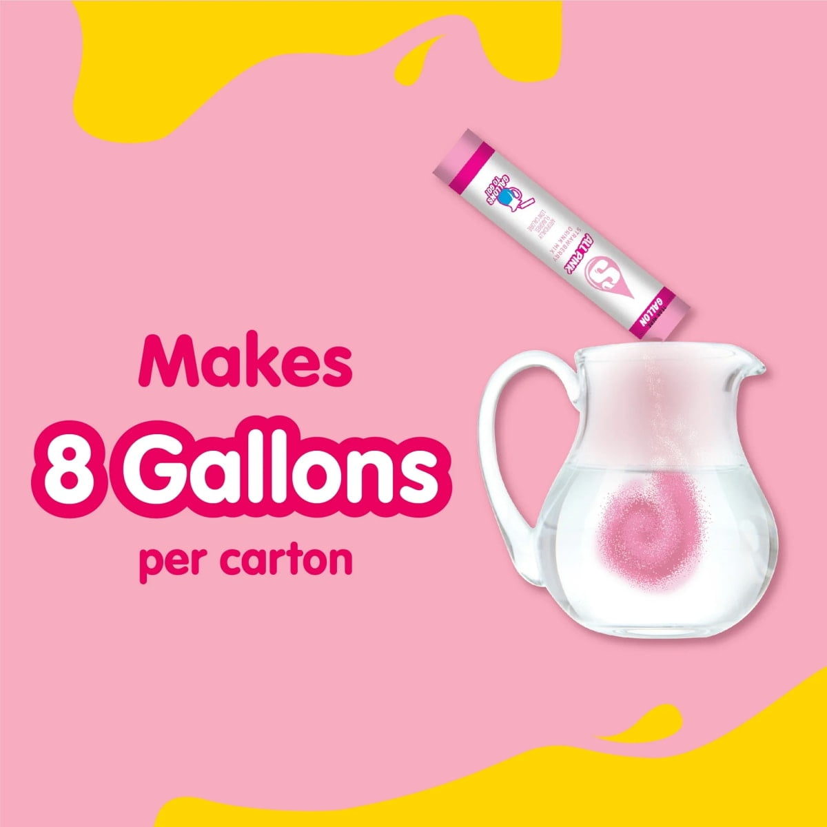 Starburst Zero Sugar Gallons-to-Go Powdered Drink Mix, All Pink Strawberry, 8 Count Gallon Pitcher Packets