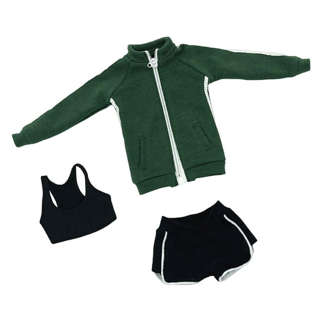 Moda 1/6 Escala Ropa de Muñecas Femeninas, Figuras de Mujeres Ropa de Muñecas Figura Femenina Ropa para Figuras de Acción Femeninas de 12 Pulgadas Acc Verde Hugo Traje de muñeca femenina