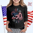 thumbnail image 2 of USA 250th Anniversary Shirt Girls Patriotic 4Th of July Graphic Print Three Quarter Sleeve Casual Tee Shirt for Toddler and Youth Kids Black 3 Years-4 Years, 2 of 5