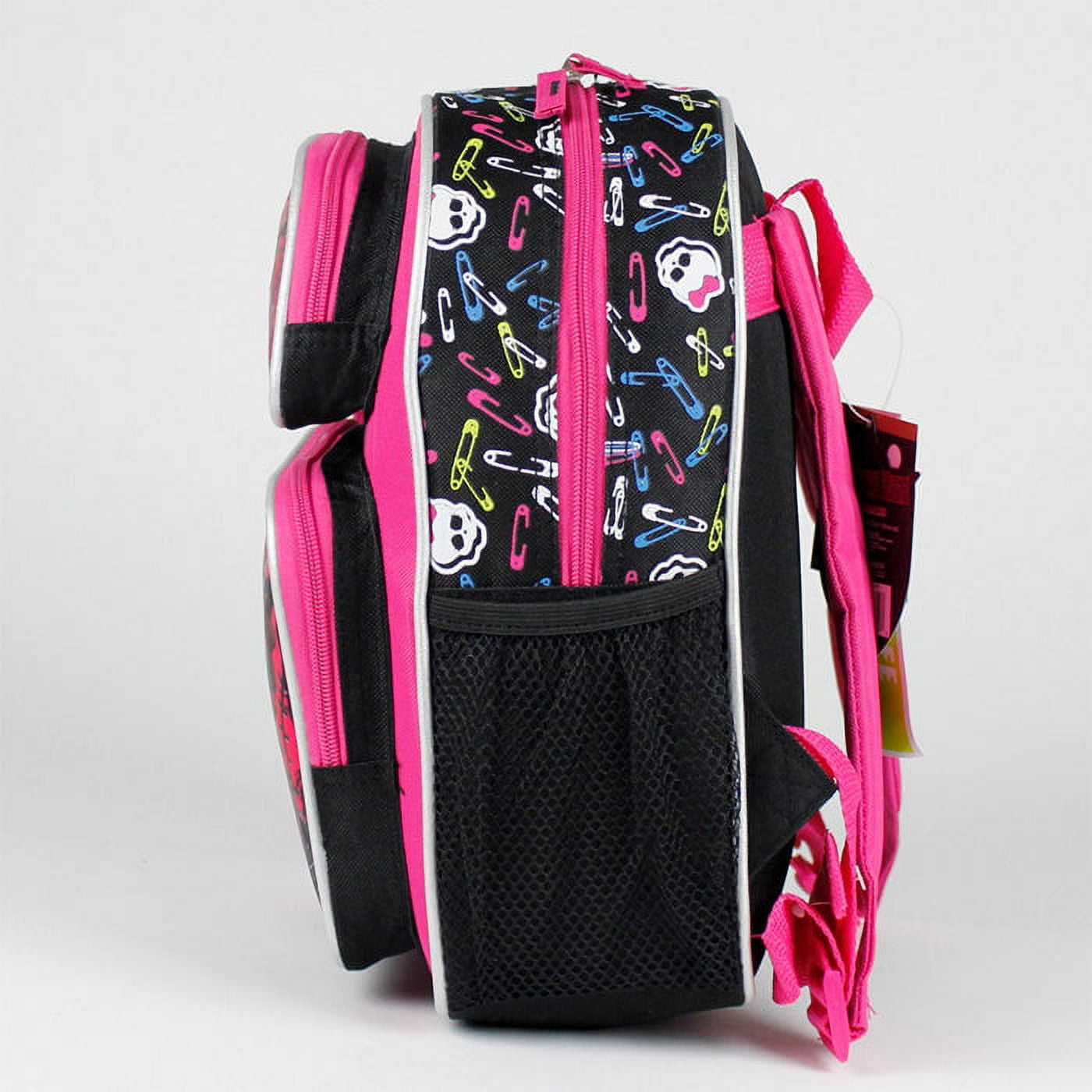 Small Backpack - - Pink and Black Skulls New School Bag 076898