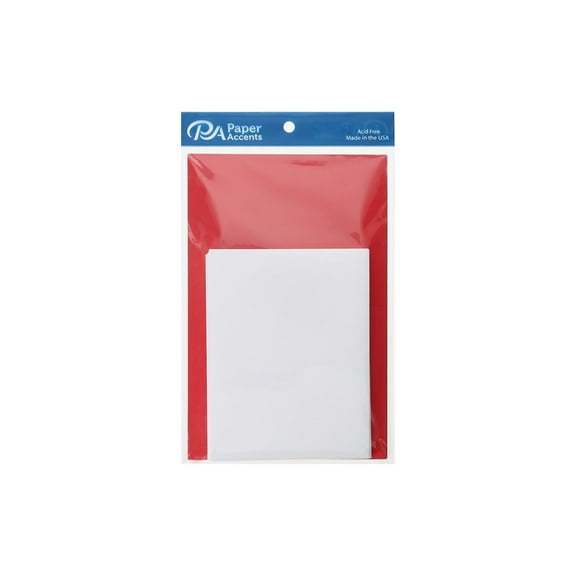 Accent Design Paper Accents Cardmakers Choice Card & Envelopes, 80Lb, Cherry Red, 4.25"x5.5", 25pc – Blank for DIY, Note Cards with Envelopes
