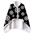 thumbnail image 2 of Zawou Wearable Blanket Christmas Cape Cozy Warm Cardigan Fleece Shawl Wrap for Women Red Snowman Cape, 2 of 4