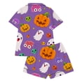 thumbnail image 5 of SJLDQY Halloween Girls Pajama Sets Hallowmas Print Short Sleeve Shirts and Shorts 2 Piece Sets Casual Sleepwear Button Down Pjs for Girls, 5 of 5