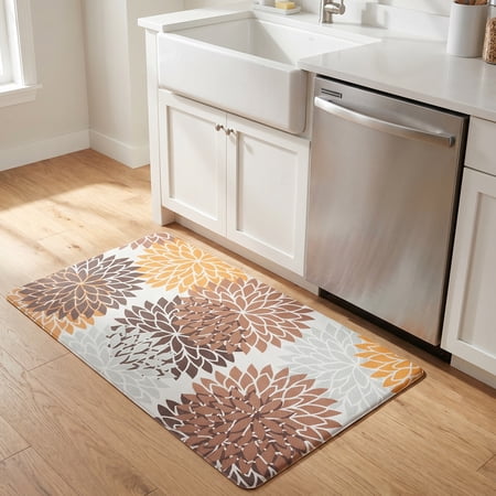 REGALWOVEN Anti-Fatigue Kitchen Mats for Floor Cushioned Ergonomic Kitchen Rug Waterproof Non-Slip PVC Standing Mat Orange 30 x 17