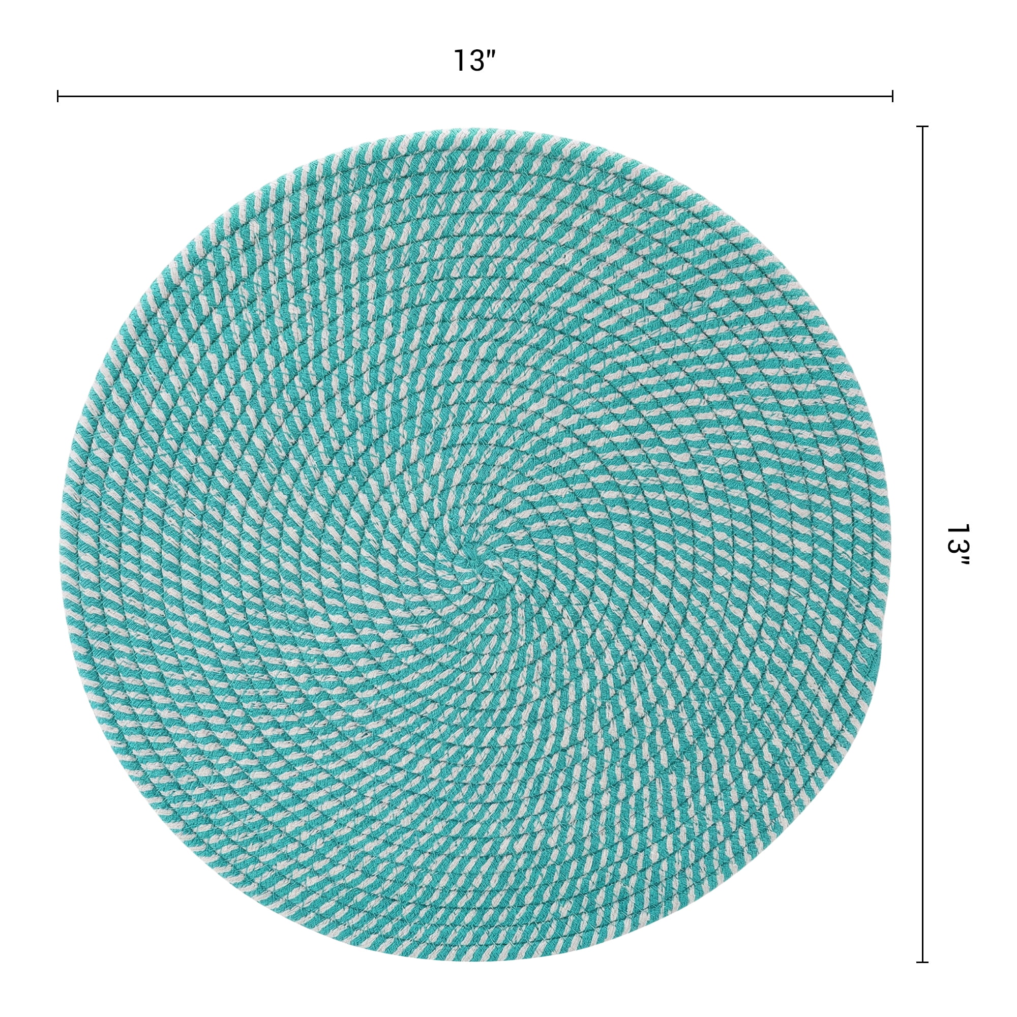 Unique Bargains 4Pcs Round Woven Table Placemats Green 13x13inch