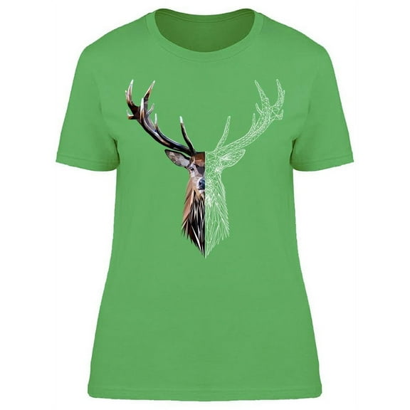 Deer Head Divided T-Shirt Women -Image by Shutterstock, Female XX-Large