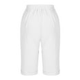 thumbnail image 4 of vigerkar Womens Casual Capri Pants Elastic Waist Solid Color 3/4 Wide Leg Summer Trousers with Pockets White, 3XL, 4 of 5
