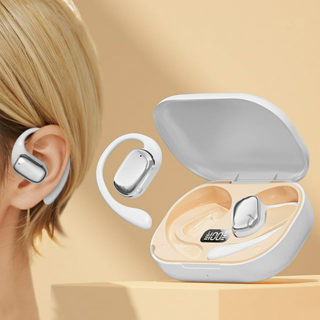 Auriculares Bluetooth de conducción ósea V5.4 con pantalla digital deportiva y batería de larga duración.