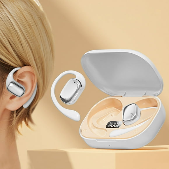 Auriculares Bluetooth de conducción ósea V5.4 con pantalla digital deportiva y batería de larga duración.