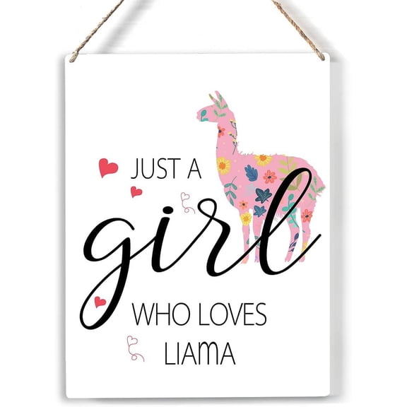 Just a Girl Who Loves Liama Wood Sign Pink Liama Wooden Signs Rustic Hanging Plaque Home Wall Art 8x10 Sign Wall Decor for Home Girl Bedroom