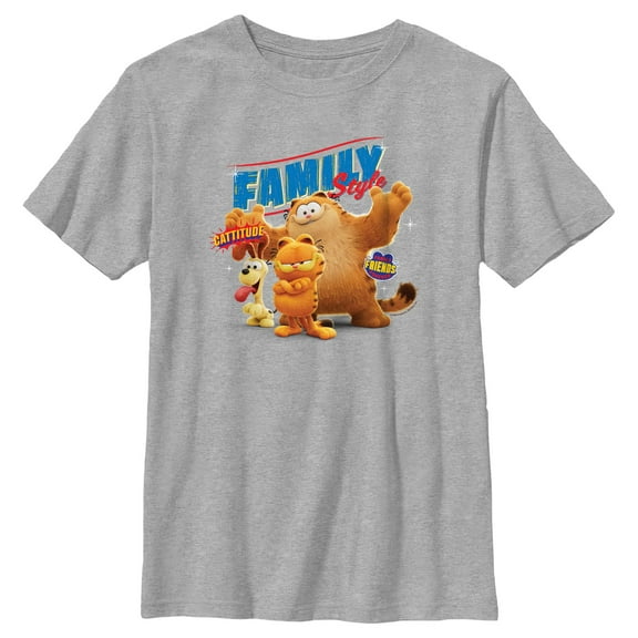 Boy's The Garfield Movie Family Style  Graphic Tee Athletic Heather Medium