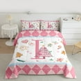 thumbnail image 2 of Manfei Personalized Letter I Full Size Comforter Sets,Christmas Monogrammed Theme Bedding Comforter Set,Pink White Bedding Sets For Girl Teens,Ultra Soft Bedroom Decor Reversible,3-Piece, 2 of 8