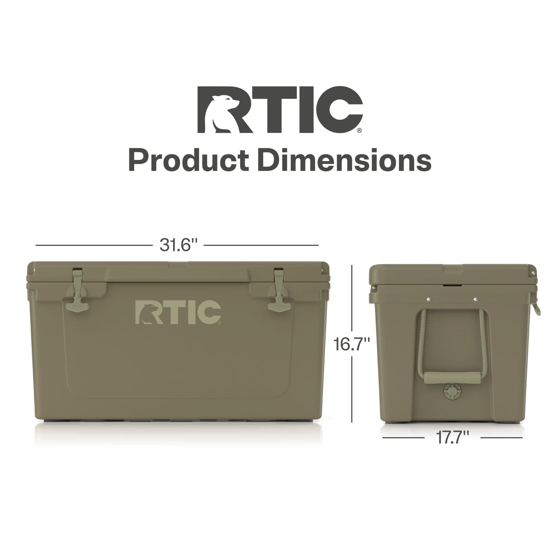 RTIC Ultra-Tough 65 Qt Hard-Sided Ice Chest Cooler, Fits 84 Cans, Olive