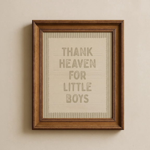 Thank Heaven For Little Boys Nursery Art Poster, Unframed Paper Poster 8x10in