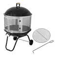thumbnail image 2 of Red Mountain Valley 28" Portable Wood Burning Fire Pit with Wheels, Spark Screen, Cooking Grate & Poker, Round Outdoor Steel Firepit for Patio Backyard Camping, 2 of 7