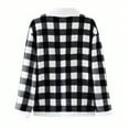 thumbnail image 4 of Fleece Jacket Womens Pajama Tops V-Neck Button Down Plaid Sleepwear Winter Loungewear Flannel Shacket Fuzzy Sweater Bed Coat Black L, 4 of 5
