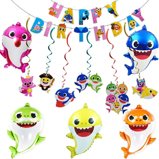 Baby Shark Birthday Decorations, Shark Themed Party Includes Baby Shark  Balloons, Baby Shark Banner, Baby Shark Hanging Swirls for Kids Baby Shark  Decorations - - 