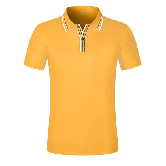 Polo Shirts for Men Short Sleeve Button Tees Shirts Loose Fit Yellow Men's Fashion