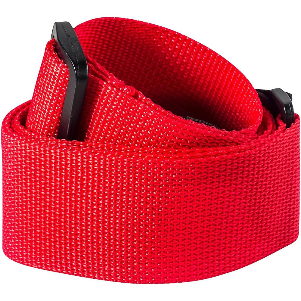 DUNLOP Poly Woven Guitar Strap Red Leather Ends DUN-D07-01RD