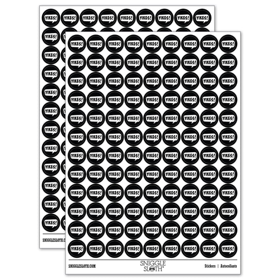 Yikes Callout Speech Bubble 200 Round Stickers - Black - Gloss Finish - 0.50" Size