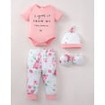 thumbnail image 5 of KIMI BEAR Preemie Baby Girls Layette Set 4 Packs Shower Gifts Essential Clothing Short Sleeves Long Sleeves Romper Top Pants and Bodysuit with Hats and Gloves 15pcs Clothes Pink, 5 of 10