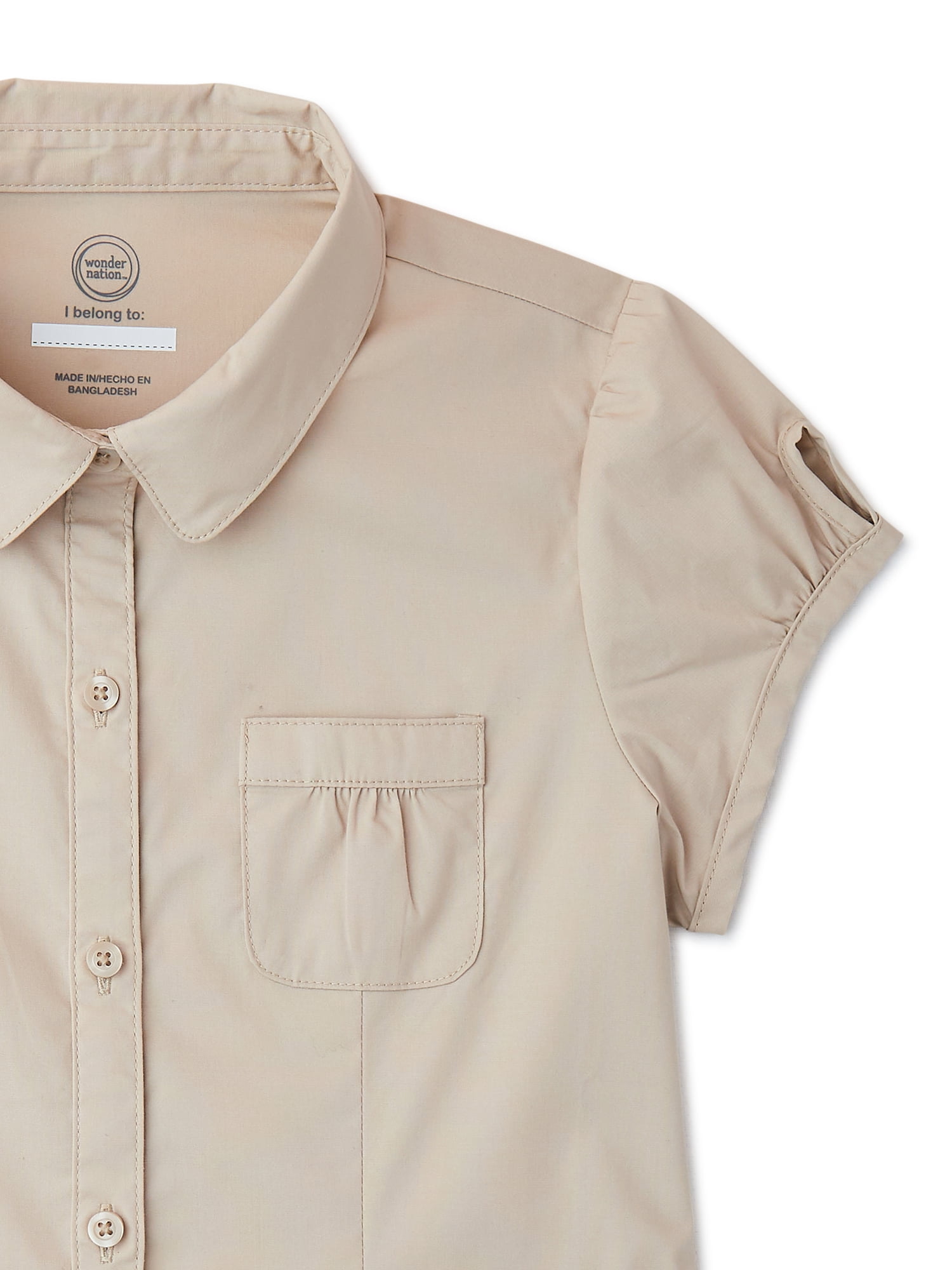 Wonder Nation Girls School Uniform Button-Up Shirt Dress, Sizes 4-16