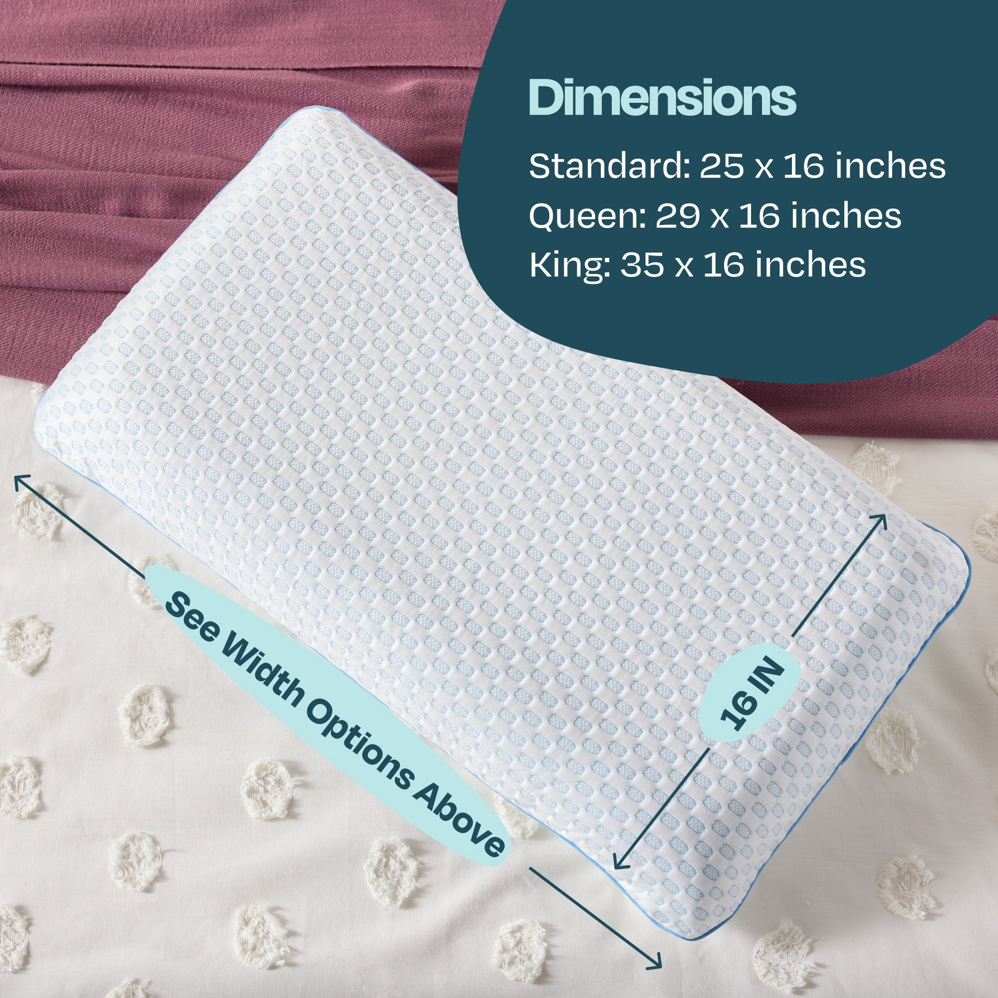 Linenspa Medium Feel Standard Size Cooling Bed Pillow with Gel Memory Foam Core and Cooling Cover