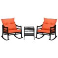 thumbnail image 1 of Outsunny 3 Pieces PE Rattan Rocking Chair Set, Outdoor Rocker Chair, Orange, 1 of 10