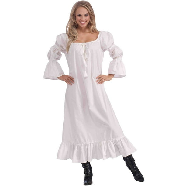 Medieval Chemise White Costume Long Dress Blouse Pirate Renaissance Women  Ladies 