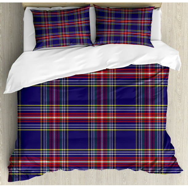 Plaid Duvet Cover Set Old Fashioned Scottish Tartan Country Style