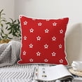 thumbnail image 2 of DouZhe Velvet Decorative Throw Pillow Covers Set of 2, Soft Square Cushion Cover with Invisible Zipper Patriot Red Stars Flag Printing, 20"x20", 2 of 7
