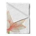 thumbnail image 2 of Yoga Soft Flannel Fleece Blanket, Pastel Colored Blooming Lotus Flower Romantic Fresh Garden Plant Spa Theme, Cozy Plush for Indoor and Outdoor Use, 60" x 80", Peach Green and White, by Ambesonne, 2 of 5