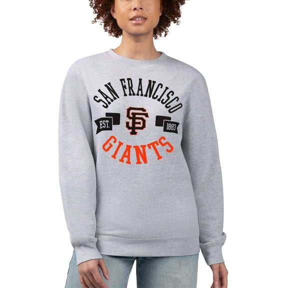 Women's G-III 4Her by Carl Banks Heather Gray San Francisco Giants Team Logo Fleece Pullover Sweatshirt
