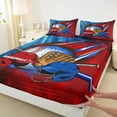 thumbnail image 3 of jejeloiu Baseball Game Lovers Full Size Sheets,Ball Sport Helmet Bed Sheets,Red Blue Sheet Sets For Kids,Luxury Bedroom Decor,4-Piece, 3 of 7