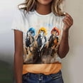 thumbnail image 2 of Levmjia Women's Crew Neck Short Sleeve T-Shirt, Horse Racing Graphic Print Casual Top, Loose Summer Tee for Ladies Daily Vacation, 2 of 5