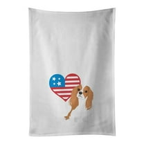 Carolines Treasures WDK4192WTKT 28 x 19 in. Unisex Cavalier King Charles Spaniel Blenheim No.1 Patriotic White Dish Towels Kitchen Towel - Set of 2