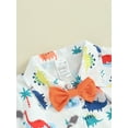 thumbnail image 6 of Musuos Kid Boys 2 Piece Set 6 12 18 24M 3 4Y Short Sleeve Dinosaur Print Shirts with Bowtie + Elastic Waist Shorts Toddler Baby Summer Outfits, 6 of 10