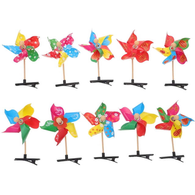 20pcs niños creativo molino de viento hueco gracioso molino de viento decoración de pelo color al azar color