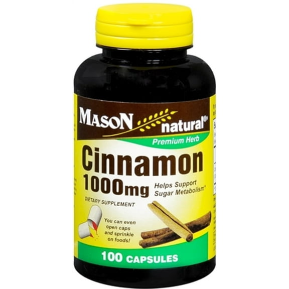 Mason Natural Cinnamon 1000 mg Capsules 100 Capsules (Pack of 2)