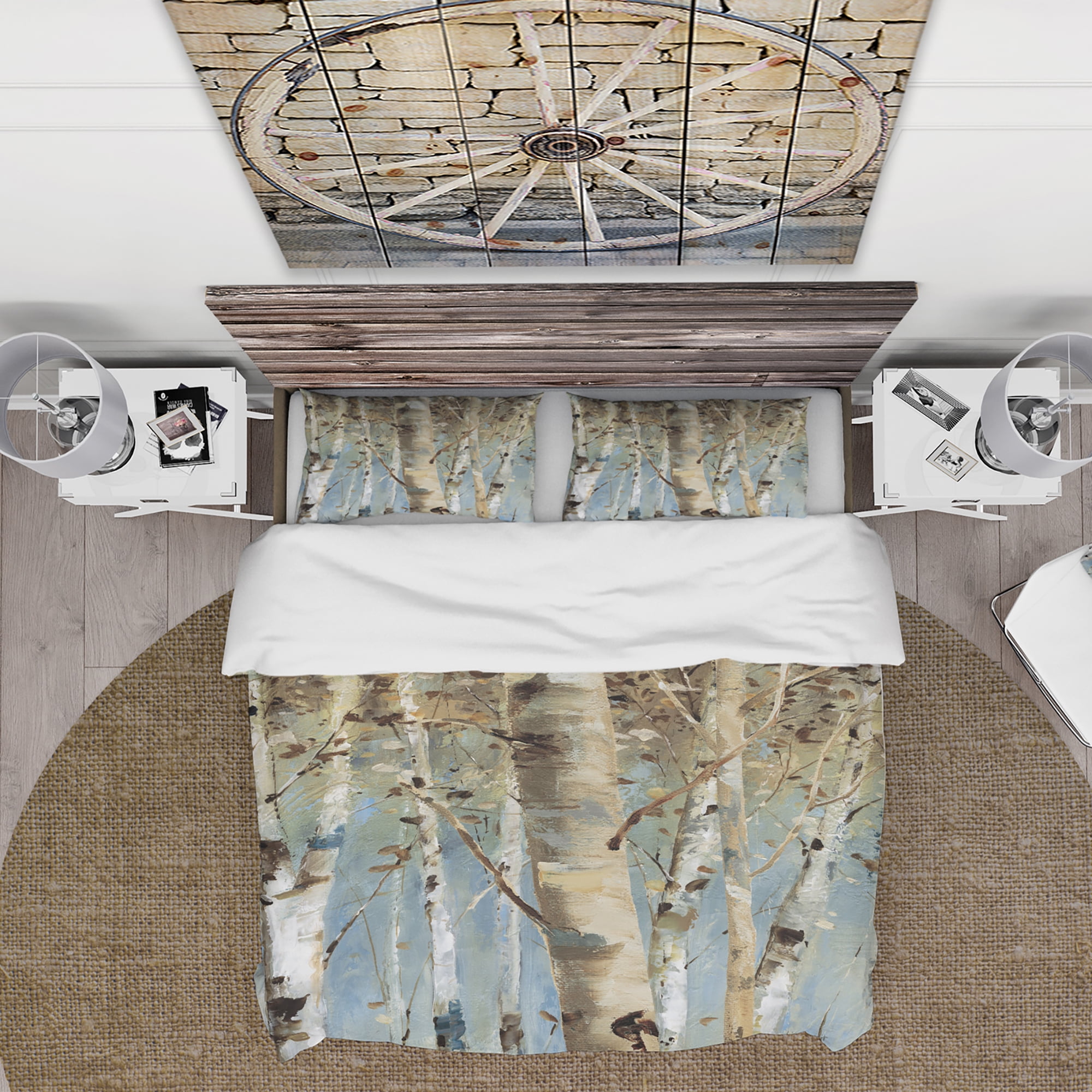Designart 'White Birch Forest II' Farmhouse Duvet Cover Set