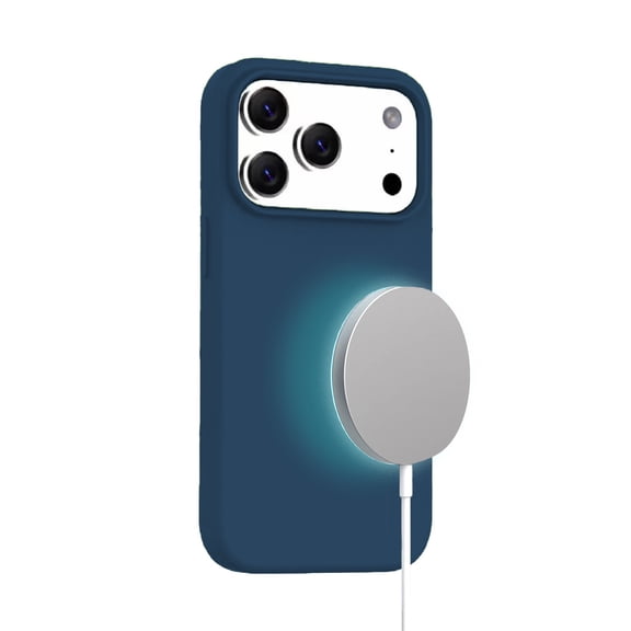 Magnetic Silicone Case Designed for iPhone 17 Pro Max - Dark Blue