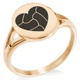 thumbnail image 1 of Stainless Steel Love Volleyball Heart Minimalist Oval Top Polished Statement Ring, 1 of 1