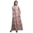 thumbnail image 1 of Bimba Floral Printed Front Slit Sleeveless Summer Spring Long Women BeachDress-Small, 1 of 5