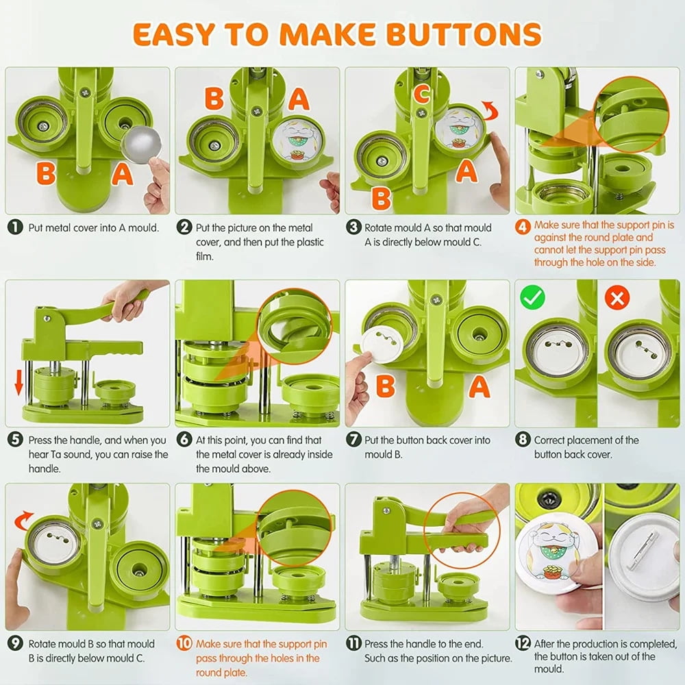 Pin Badges Button Making Machine, 25 MM Badges Button Maker Machine ,Beginner-Friendly