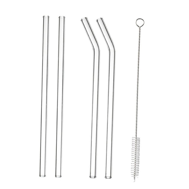 simhoa 4 Pcs Pailles à Boire en Verre Transparent Pailles en Verre pour Filles Cadeau Maison Café A
