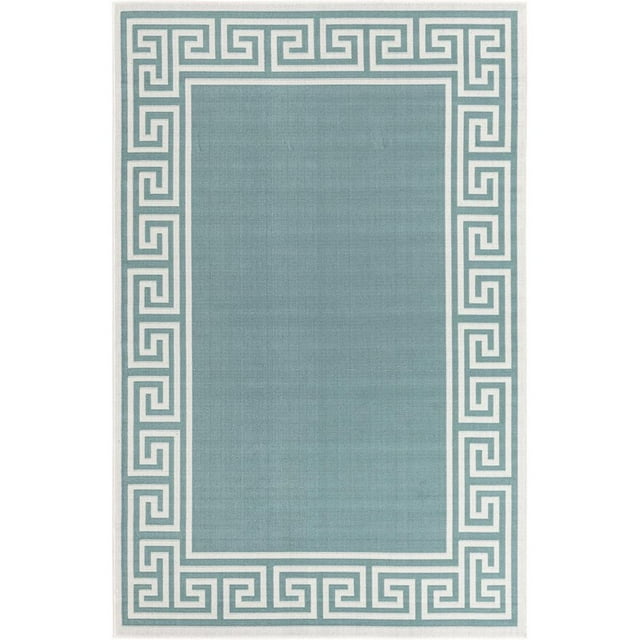 Unique Loom Outdoor Coastal Beach Area Rug 5' 3 x 8' Rectangle Aqua/Ivory