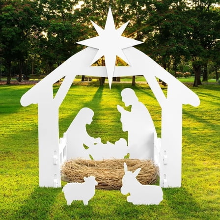 Large Outdoor Nativity Scene Set, Thick Waterproof PVC Holy Family Yard Sign, Weather-Resistant Christmas Nativity Display, Durable Outdoor Christmas Decorations for Lawn, Front Yard & Church