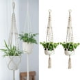 thumbnail image 3 of Macrame Plant Hanger Indoor Hanging Planter Basket Handmade Woven Cotton Rope Flower Pot Decorative Crochet Plant Holder Stand for Boho Home Decor No Tassels,41 Inch,Set of 2, 3 of 8